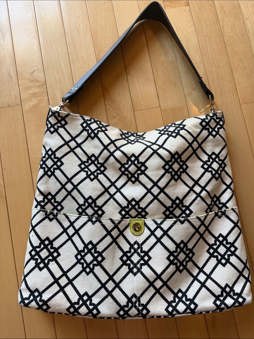 Spartina 449 Black & White Geometric Canvas Shoulder Bag